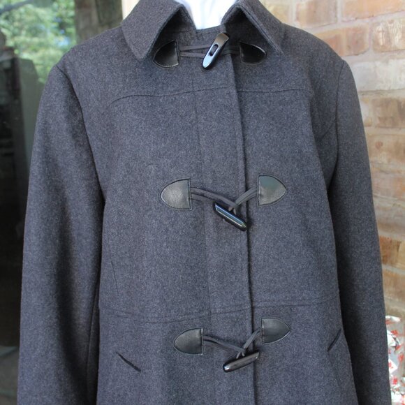 Nautica Women's Wool Coat XL Dark Gray Lined Slash Pockets - Picture 8 of 11